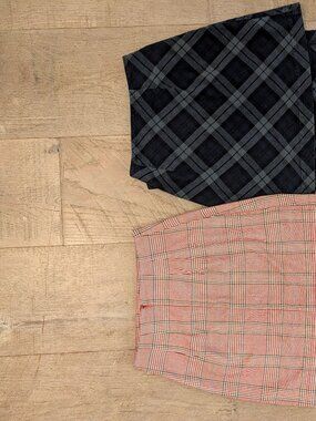 John Galt 2 Plaid Mini Skirt Bundle - Pink + Black/Gray - One Size